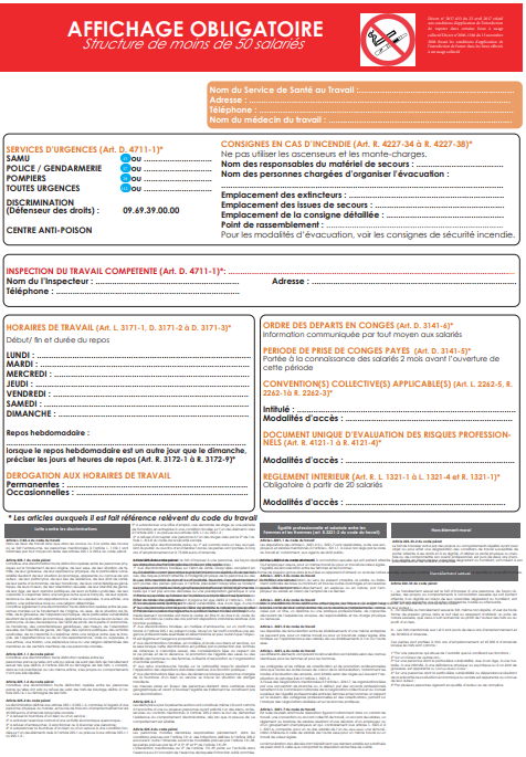Affichage obligatoire